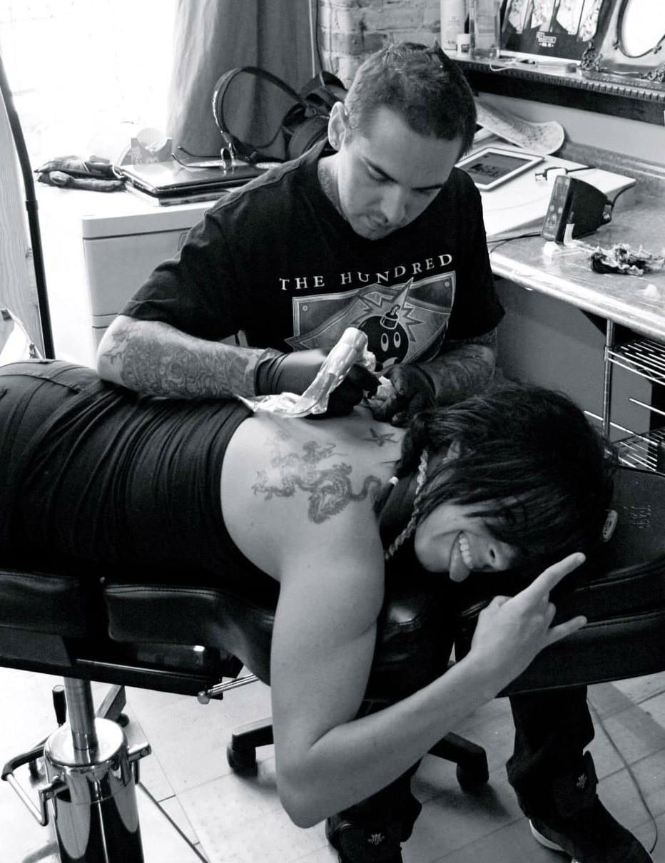 Austin tattoo artist Cory James tattooing